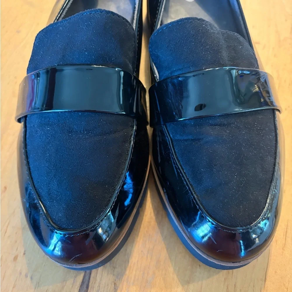 Dr. Scholl's Black Patent & Suede Women's Loafers size 7.5